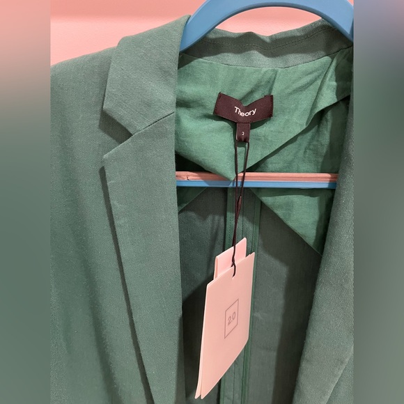 Theory Single Button Linen Blend Boyfriend Blazer - Picture 3 of 6